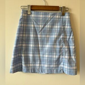 Brandy Melville Plaid Mini Skirt- Blue and White